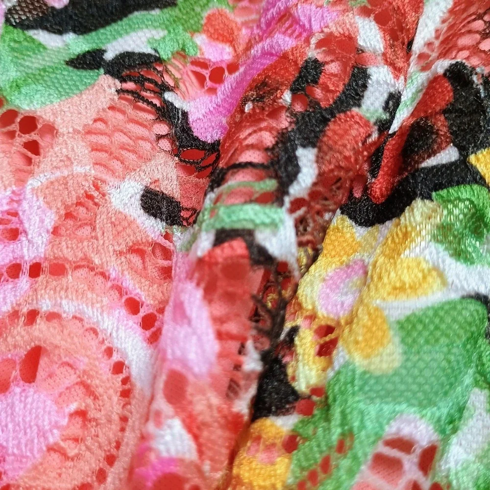 Marina Floral Lace Overlay Maxi Dress XS Pink Red Stretch Lined Made USA - Picture 3 of 13